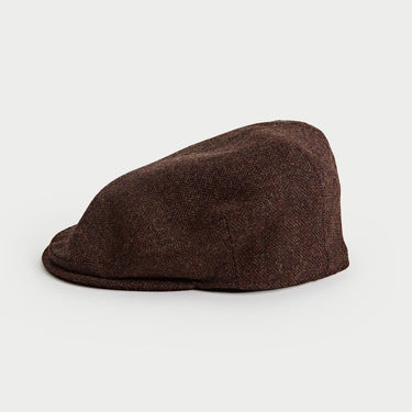 Dark Umber Herringbone Wool Flat Cap