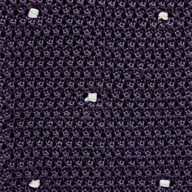 Deep Purple & White Spot Knitted Silk Tie