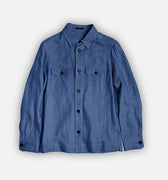 Freisa Blue Linen & Suede Overshirt