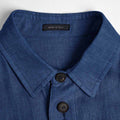 Freisa Blue Linen & Suede Overshirt