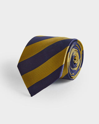 Gold & Navy Block Stripe Silk Tie