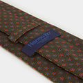 Green Blossom Motif Silk Tie