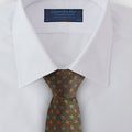 Green Blossom Motif Silk Tie