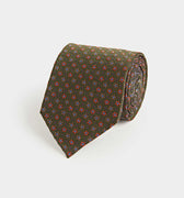 Green Blossom Motif Silk Tie
