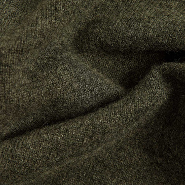 Green Cashmere Baseball Cardigan with Brown Trim