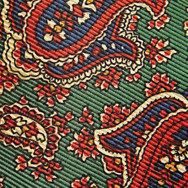 Green Paisley Motif Printed Silk Tie