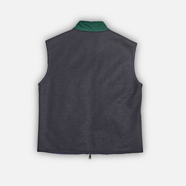 Green Quilted Gilet With Navy Knitted Back