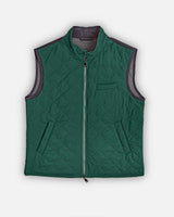 Green Quilted Gilet With Navy Knitted Back