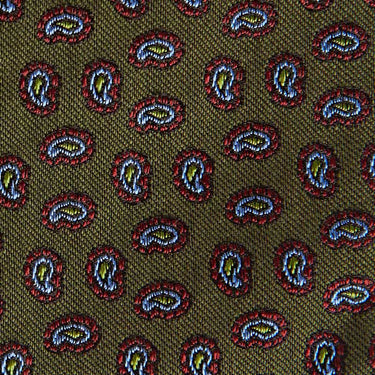 Green Silk Tie With Small Bean Motif