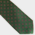 Green Small Paisley Motif Printed Silk Tie