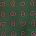 Green Small Paisley Motif Printed Silk Tie