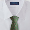 Green Small Paisley Motif Printed Silk Tie