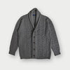 Grey Cable Knit Shawl Collar Cashmere Cardigan