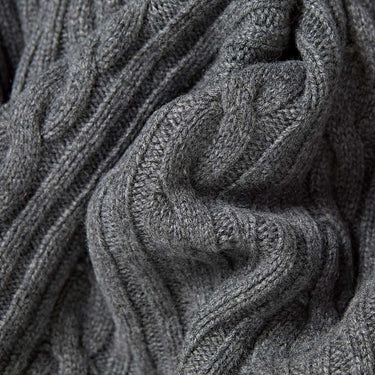 Grey Cable Knit Shawl Collar Cashmere Cardigan