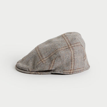 Grey & Fawn Broad Square Check Wool Flat Cap