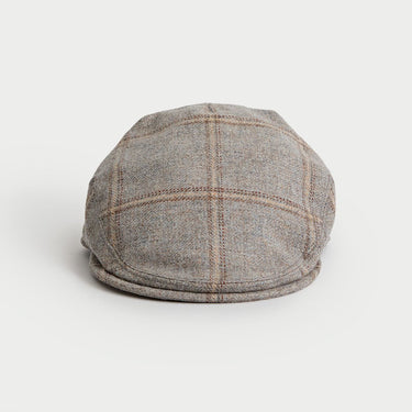 Grey & Fawn Broad Square Check Wool Flat Cap