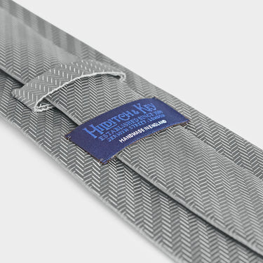 Grey Herringbone Silk Tie