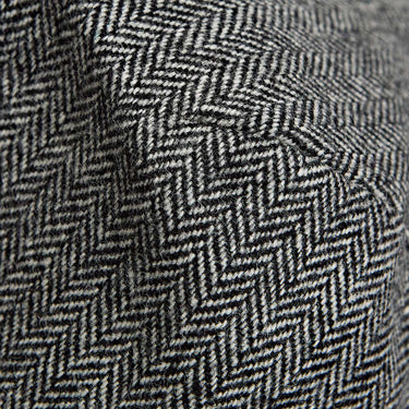Grey Herringbone Wool Flat Cap