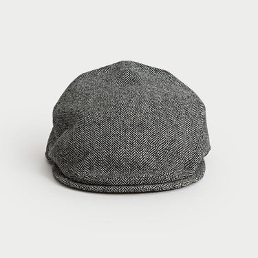 Grey Herringbone Wool Flat Cap