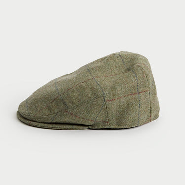 Heath Green & Red Square Check Wool Flat Cap