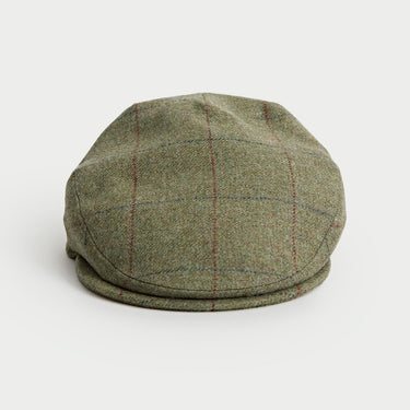 Heath Green & Red Square Check Wool Flat Cap