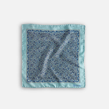 Light Blue Floral Silk Pocket Square