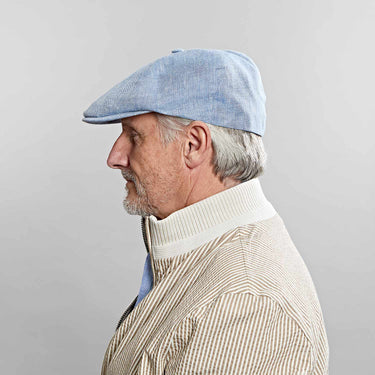 Light Blue Plain Micro Herringbone Linen Toni Cap