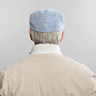 Light Blue Plain Micro Herringbone Linen Toni Cap