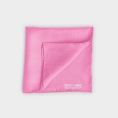 Light Pink & White Small Spot Silk Pocket Square