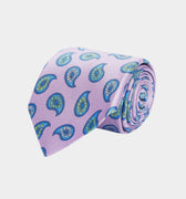 Lilac Floral Printed Silk Tie