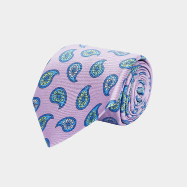 Lilac Floral Printed Silk Tie