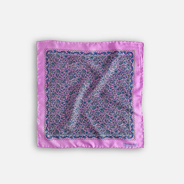 Lilac Floral Silk Pocket Square