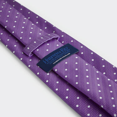 Lilac & White Spot Herringbone Silk Tie