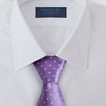 Lilac & White Spot Herringbone Silk Tie