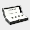 Longmire Sterling Silver Double Circle Black Enamel Dress Studs