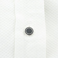 Longmire Sterling Silver Double Circle Black Enamel Dress Studs