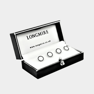 Longmire Sterling Silver Double Circle Black & White Enamel Dress Studs