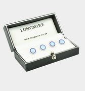 Longmire Sterling Silver Double Circle Blue Enamel Dress Studs