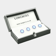 Longmire Sterling Silver Double Circle Blue Enamel Dress Studs