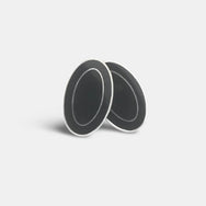 Longmire Sterling Silver Double Oval Black Enamel Cufflinks
