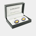 Longmire Sterling Silver Double Oval Blue & Yellow Enamel Cufflinks