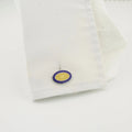 Longmire Sterling Silver Double Oval Blue & Yellow Enamel Cufflinks