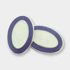 Longmire Sterling Silver Double Oval Lavender & White Enamel Cufflinks