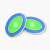 Longmire Sterling Silver Double Oval Pale Blue & Green Enamel Cufflinks