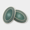 Longmire Sterling Silver Double Oval Sea Green Enamel Cufflinks