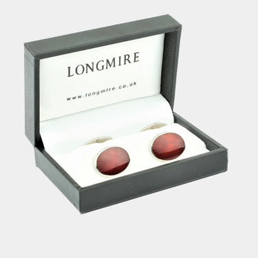 Longmire Sterling Silver Starburst Red Enamel Cufflinks