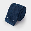 Marine Blue & White Spot Knitted Silk Tie