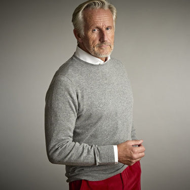 Mid Grey Crew Neck Cashmere Sweater