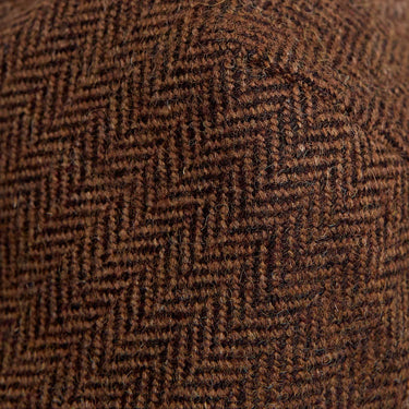 Mocha Brown Herringbone Wool Flat Cap