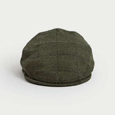 Moss Green Square Check Loden Wool Flat Cap